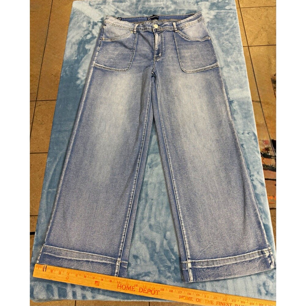 Our Republic For All Wide Leg Jeans Womens 16 Light Wash Blue Patch Pocket Denim